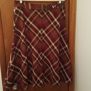 Midi-Length Plaid Skirt